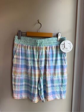Little Sleepies Pastel Plaid Shorts with Mint Waistband